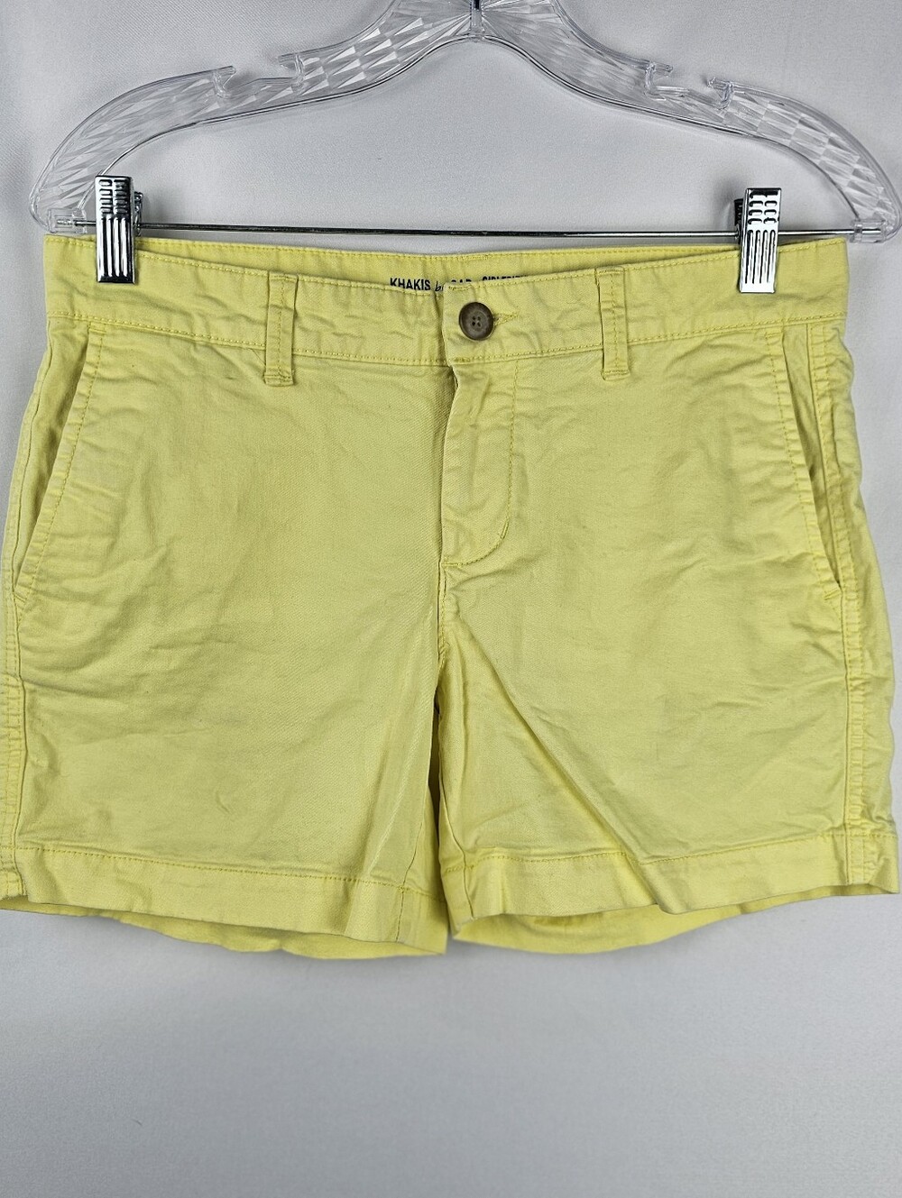Khakis By Gap Girlfriend 5" Short Shorts Sz 0/25 Yellow Minimalist Preppy